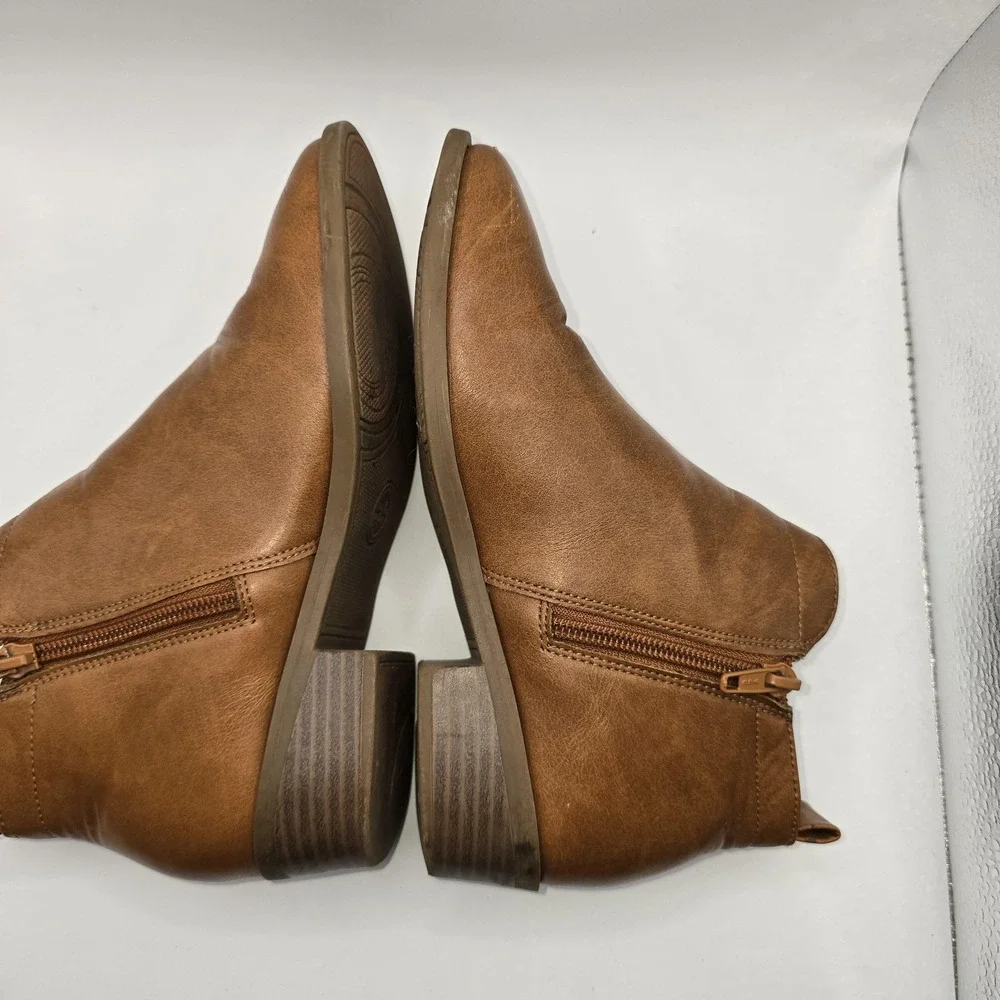 Wonder Nation Boots Girls Size 3 Brown Ankle Zip Block Heel Booties Casual